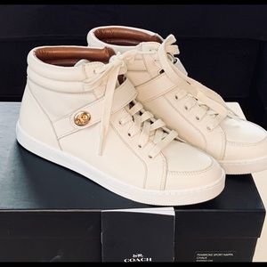 COACH Pembroke Hi-Top White Leather Sneakers 9